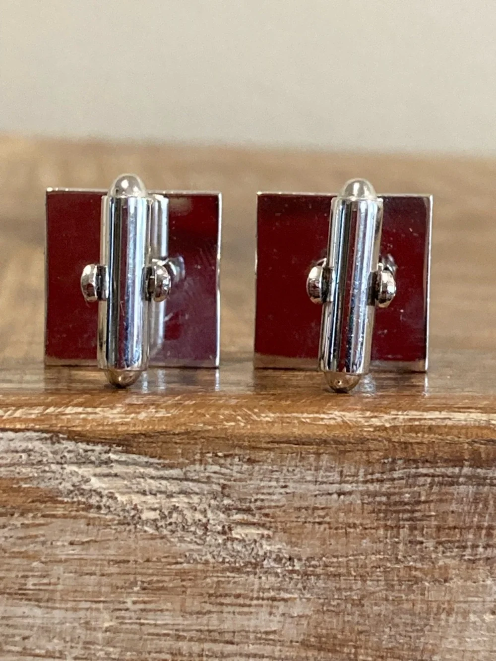 Simmons Sterling Silver Cufflinks Tigers Eye Vintage Square Western Style - Picture 5 of 16